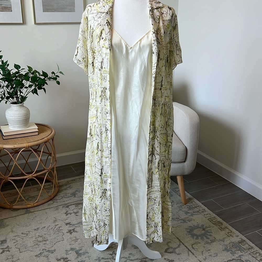 Vintage 90s Y2K David Warren 100% Silk Shirt Dress Parisian Old Money Midi - Picture 6 of 17